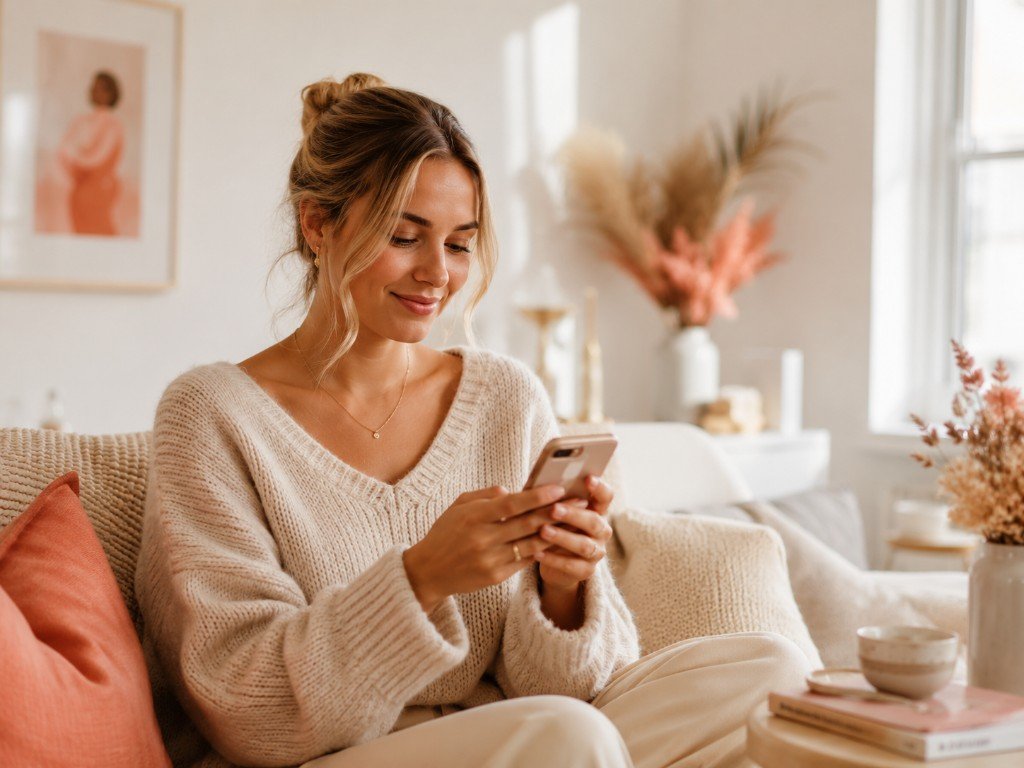 Klant boekt een behandeling online via haar telefoon
